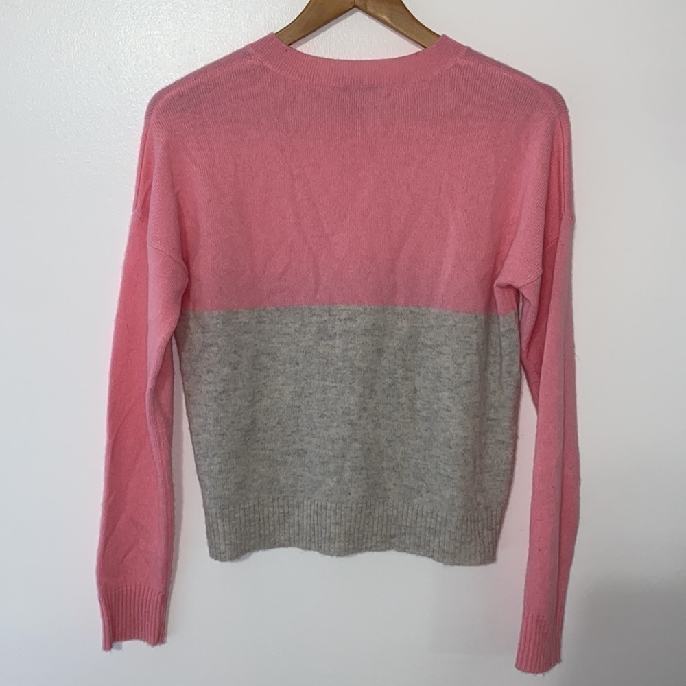 Kokun Cashmere Pink Gray Colorblock Soft Sweater - Picture 5 of 5